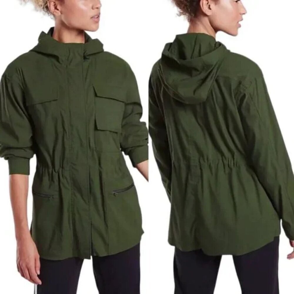 Athleta Outpost Lightweight Hooded Utility Jacket Size XS Tuscan Olive Green
